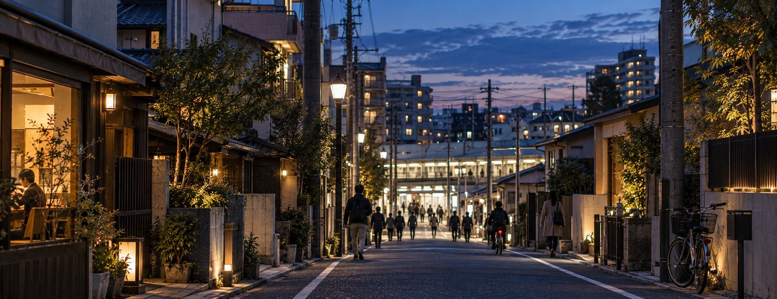 An international adult beginning an ordinary morning in a Japanese neighbourhood