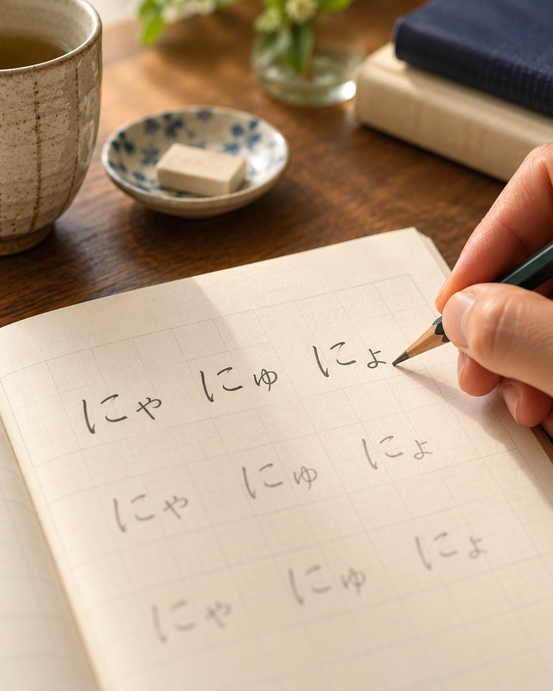 Handwriting detail showing small yoon kana after ni
