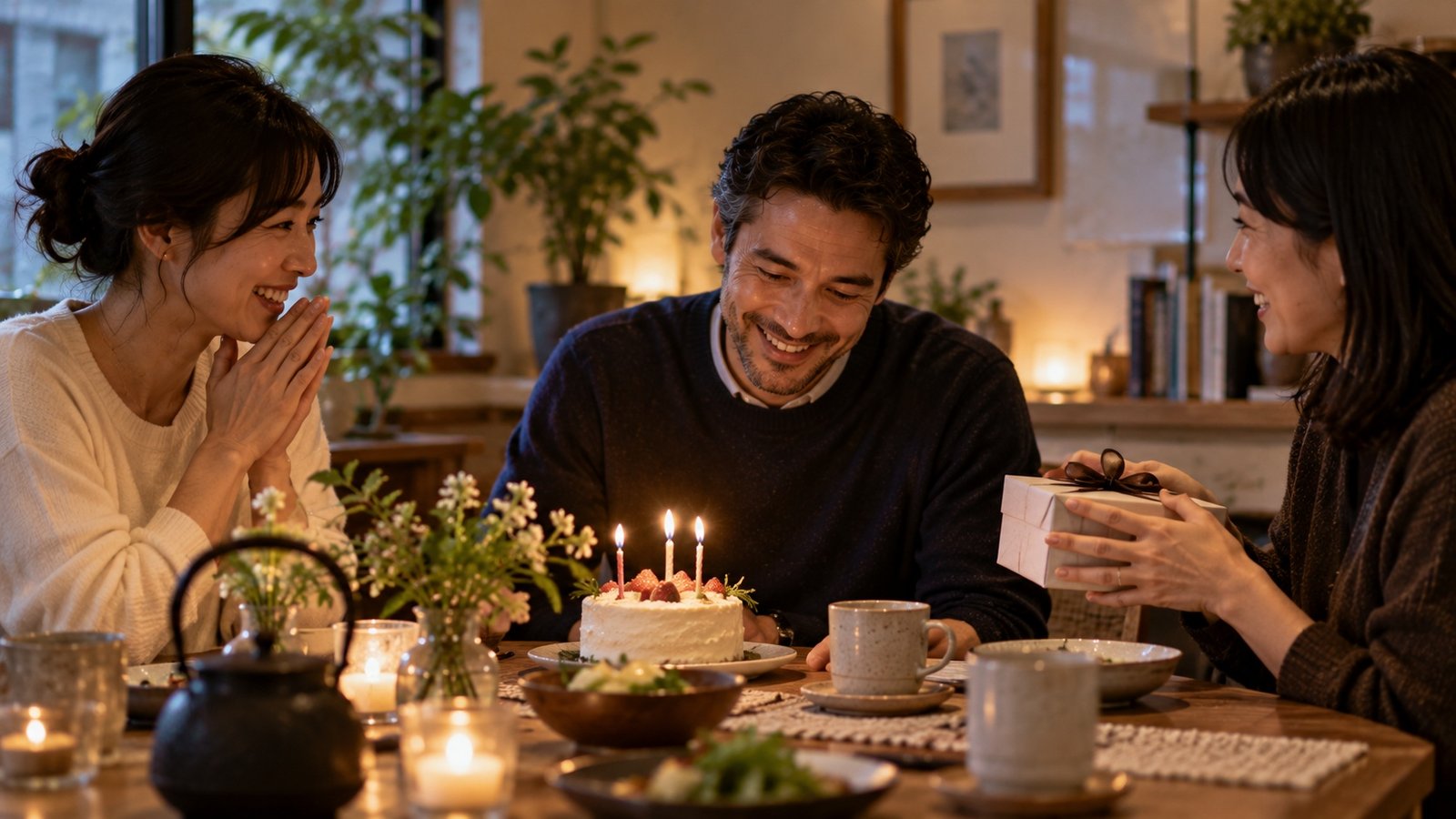 Understated birthday gathering in Japan