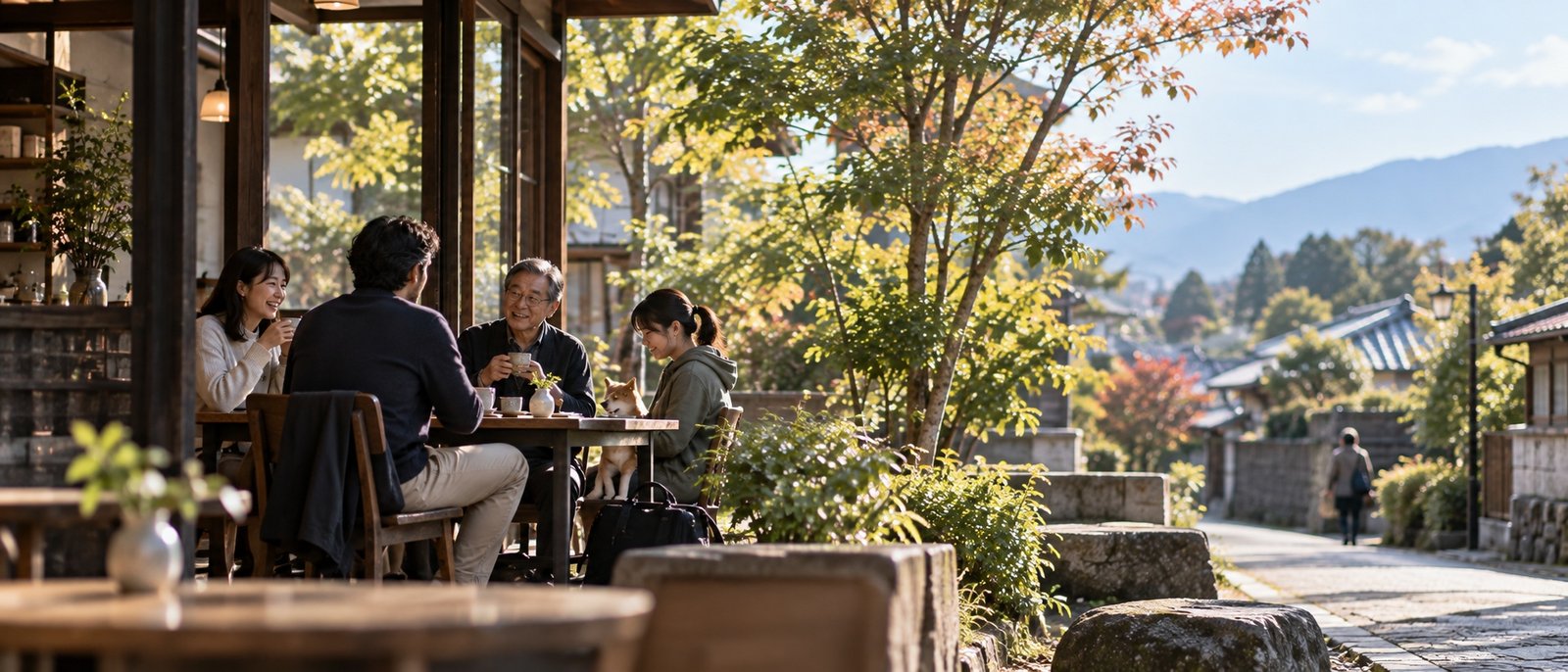 Different generations sharing an ordinary moment in Japan