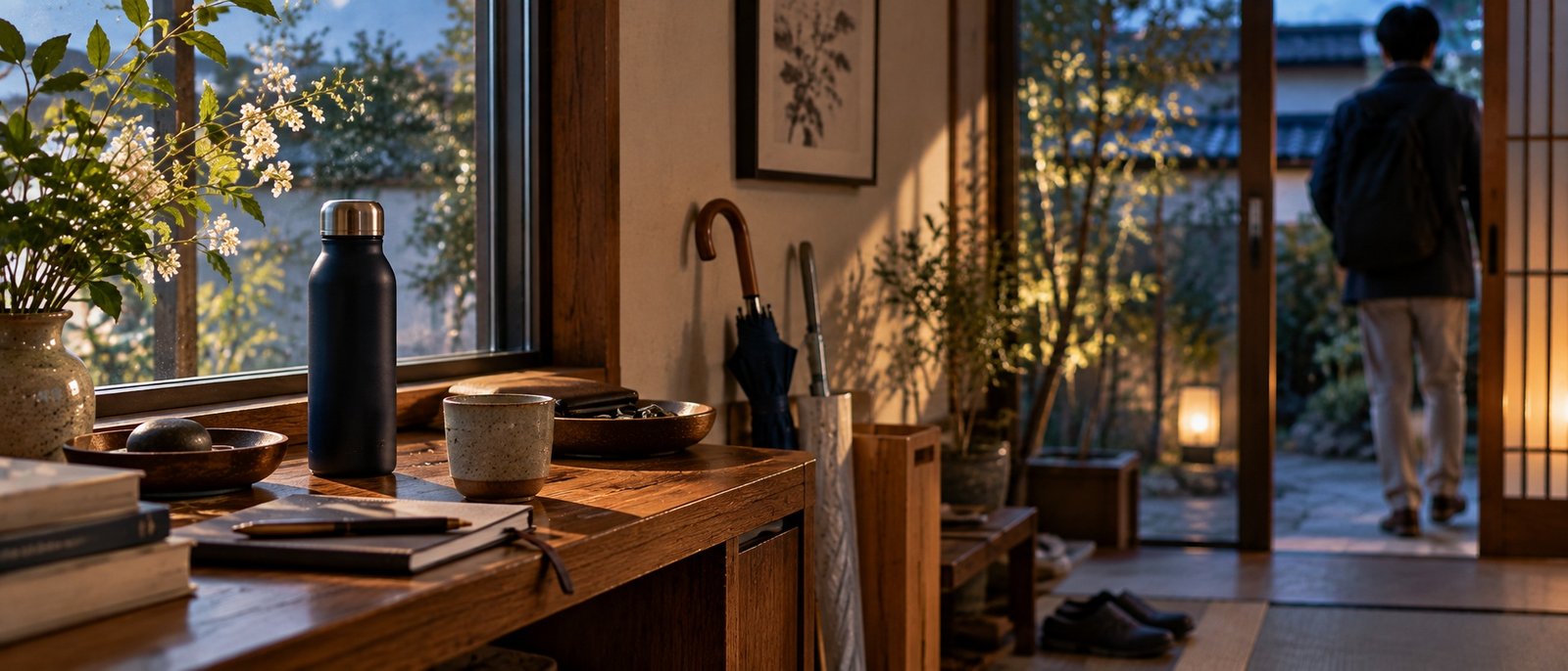 Long everyday objects in an ordinary Japanese setting