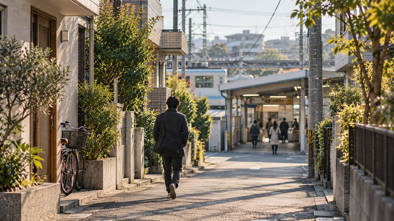 An ordinary route from home to a station in Japan