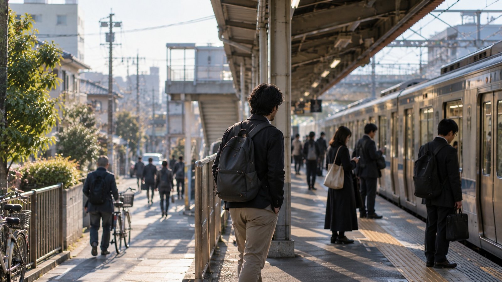 An ordinary Japanese morning becoming a sequence of actions