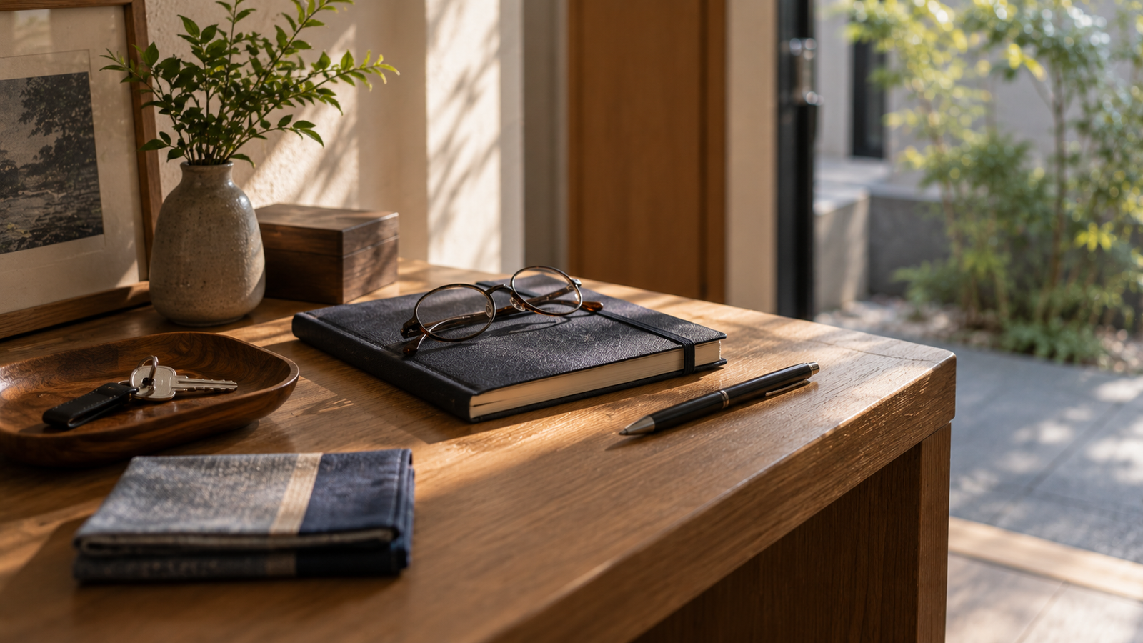 Personal objects in a quiet Japanese setting